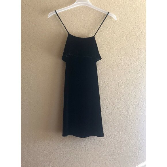 Madewell Women's Ruffle Velvet Mini Dress Size XS Black $145 - Picture 8 of 12